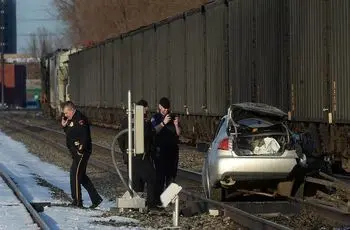 برخورد شدید قطار با خودروی شاسی‌بلند