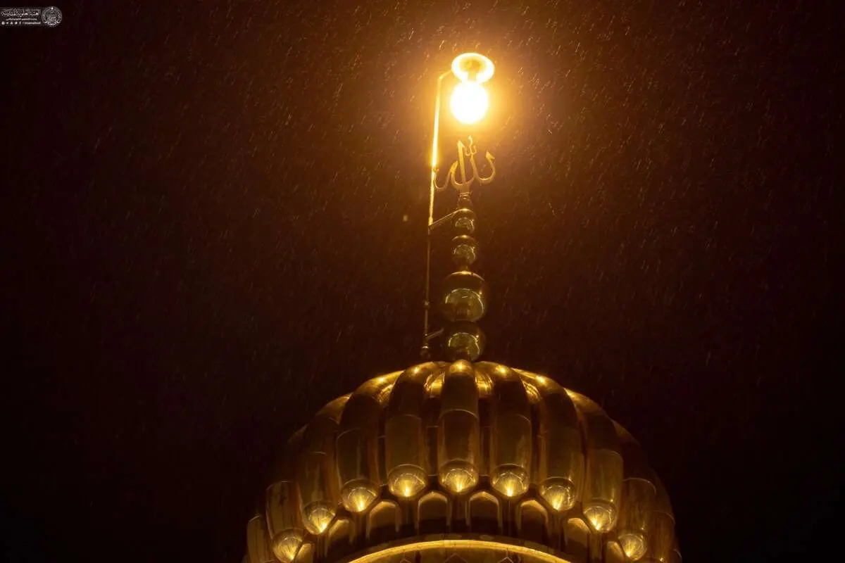 تصاویر زیبا از بارش باران در حرم امام علی(ع)