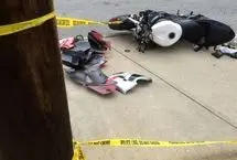 ببینید؛ مرگ دلخراش موتورسوار پس از برخورد با تیر برق 