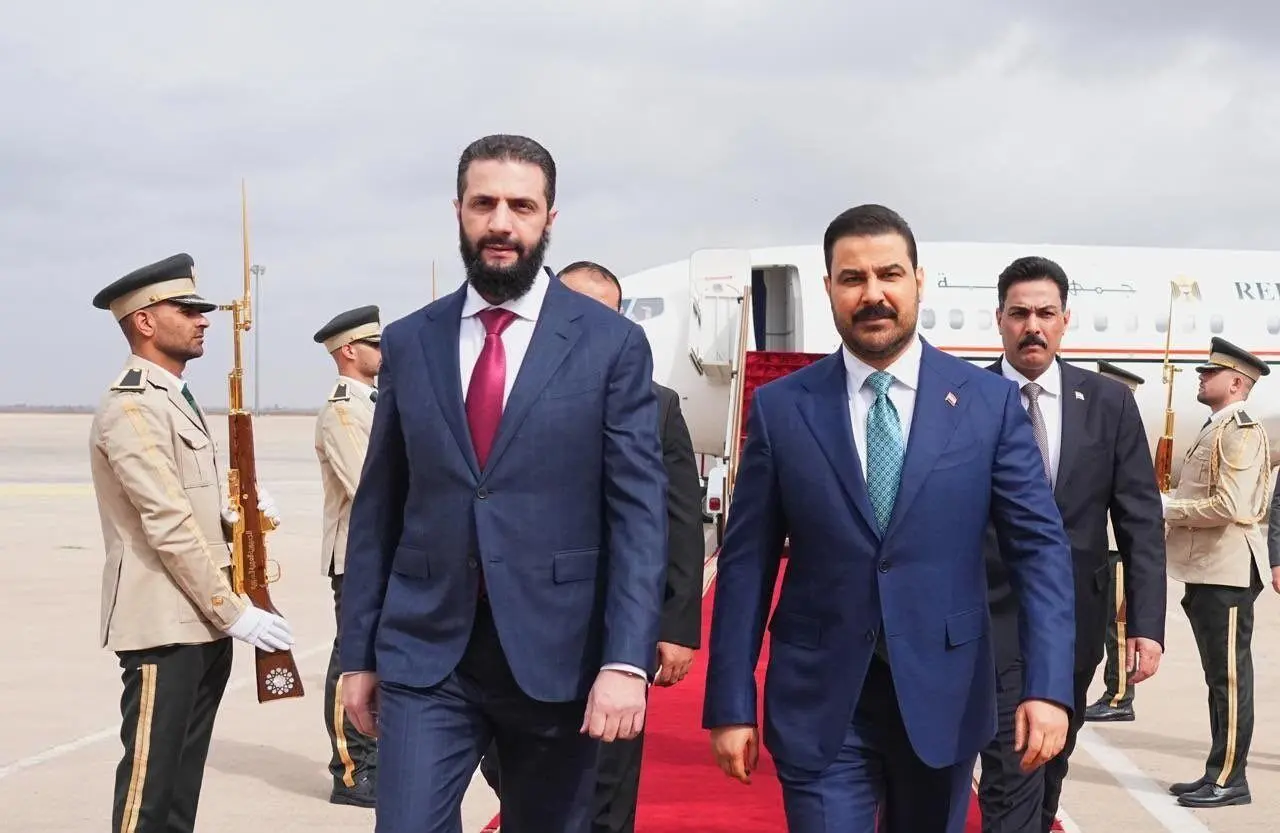 استقبال احمد شرع از نخست‌وزیر عراق