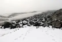 تصاویر؛ بارش برف در دریاچه ارومیه