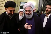تصاویر؛ روحانی و لاریجانی در مراسم ترحیم همسر آیت الله سیستانی