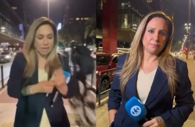 ببینید؛ سرقت نافرجام موبایل خانم خبرنگار در حین آماده‌سازی گزارش زنده