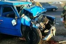 تصادف شدید نیسان آبی در اتوبان قزوین کرج