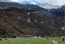 ببینید؛ فرود جنجالی جنگنده اف-۱۸ در گاوداری