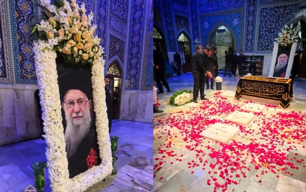 تصویری از مزار رهبر شهید در رواق دارالذکر