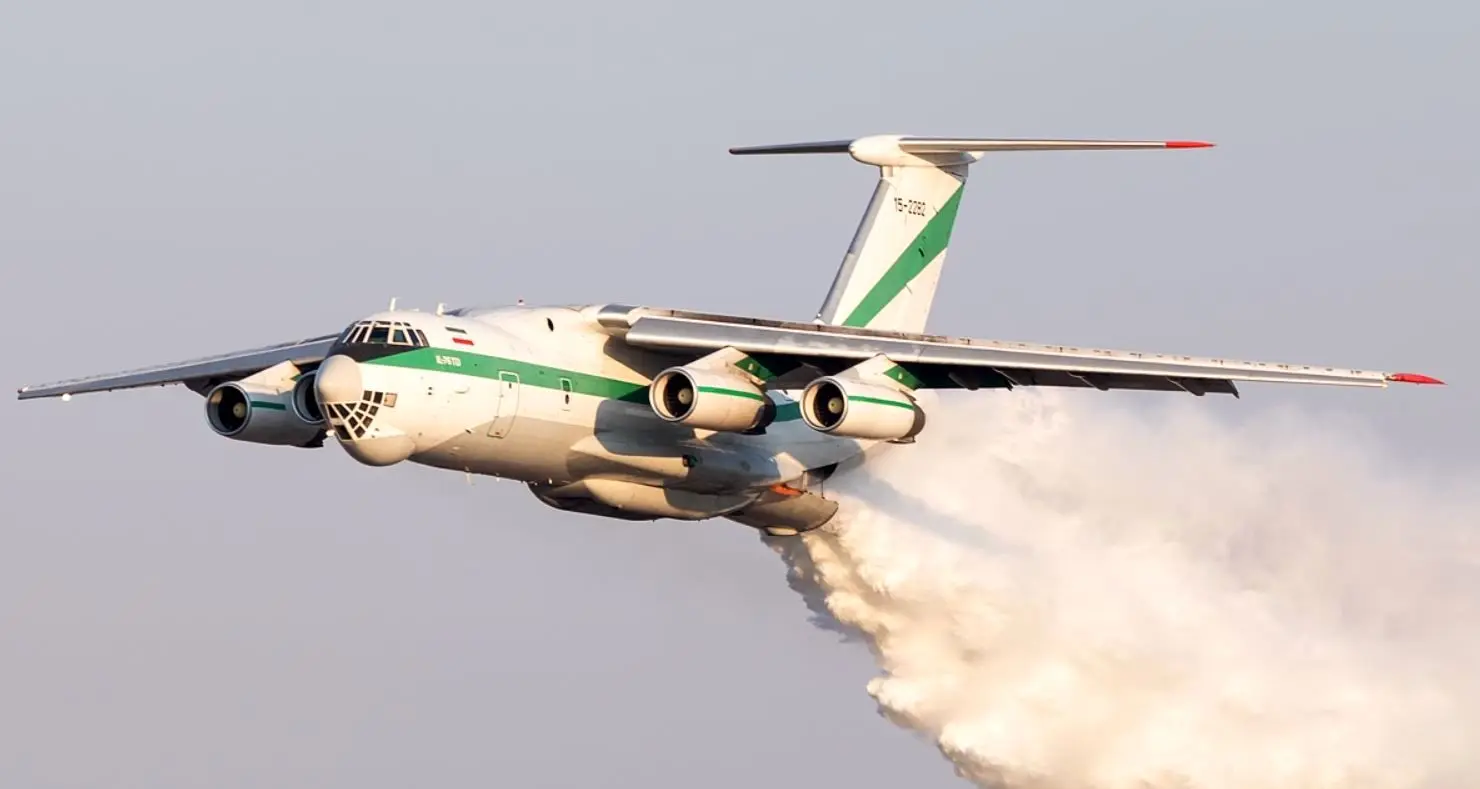 اطفای حریق جنگل الیت چالوس با هواپیمای ایلیوشین ۷۶ 