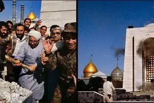 یک عکس یک روایت: صادق خلخالی در حال تخریب قبر رضاشاه