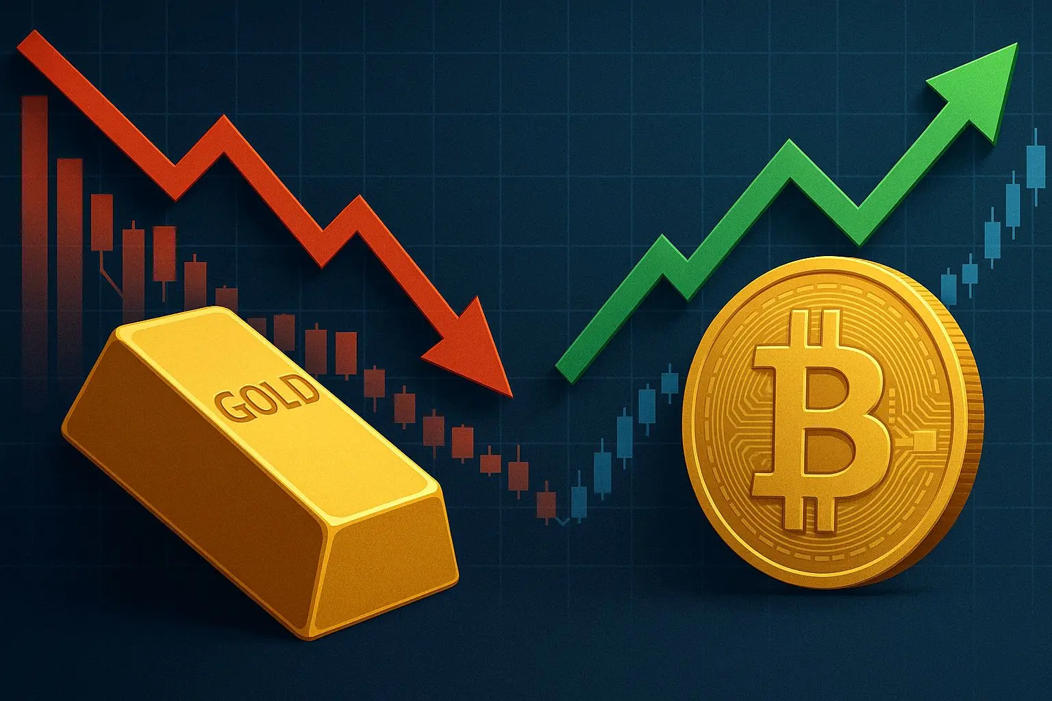 چرخش بی‌سابقه در واکنش بازارها؛ طلا در مسیر نزولی، بیت‌کوین در مدار صعود