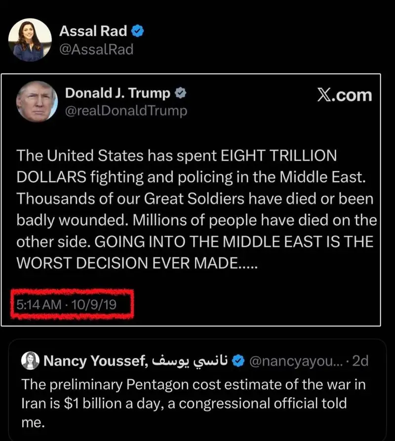 هزینه جنگ با ایران روزانه یک میلیارد دلار