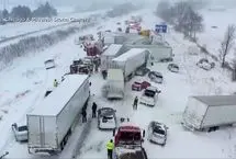 تصادف بیش از ۱۰۰ خودرو در برف و یخبندان میشیگان
