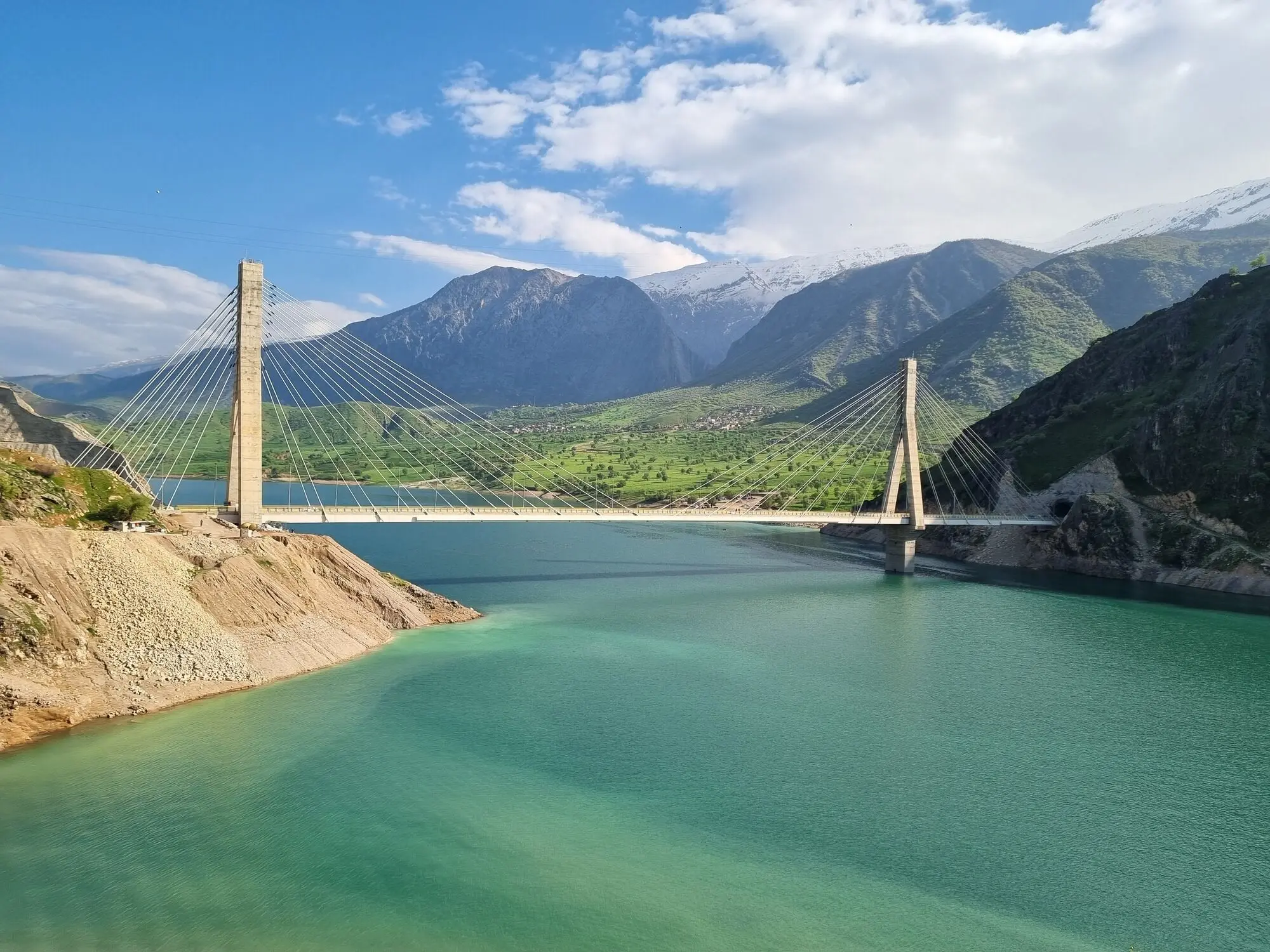 تصویر پل سه بلوطک؛ طولانی ترین پل کابلی ایران در خوزستان