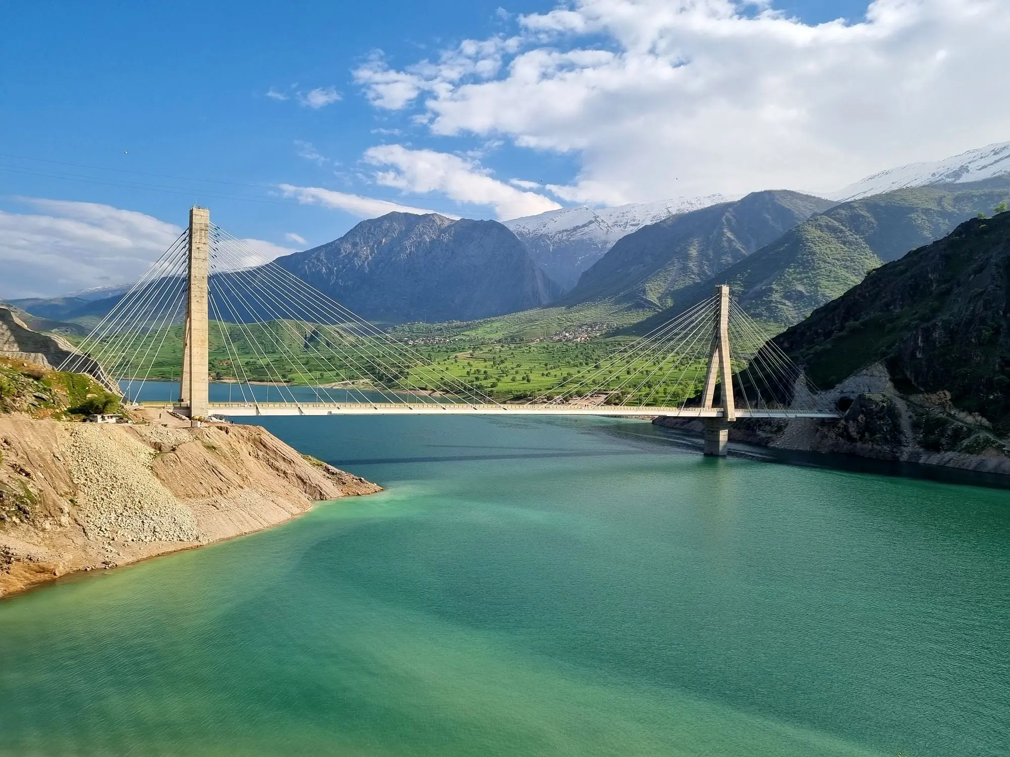 تصویر پل سه بلوطک؛ طولانی ترین پل کابلی ایران در خوزستان