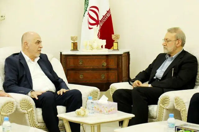 دیدار رئیس شورای رهبری حماس با لاریجانی در دوحه
