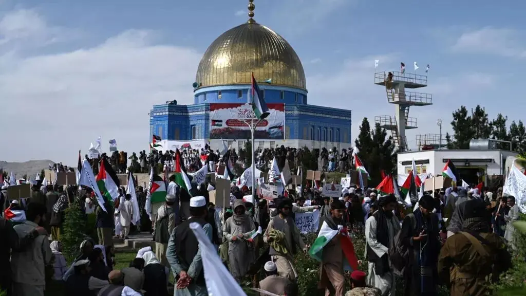 ببینید؛ راهپیمایی طرفداران طالبان در حمایت از غزه