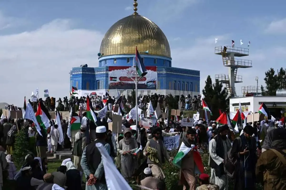 ببینید؛ راهپیمایی طرفداران طالبان در حمایت از غزه