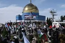 ببینید؛ راهپیمایی طرفداران طالبان در حمایت از غزه