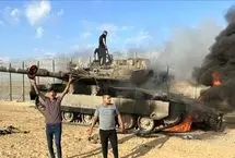 ببینید؛ لحظه انفجار تانک اسرائیلی توسط مبارز فلسطین