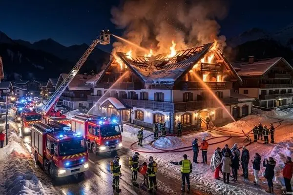 آتش‌سوزی گسترده در هتل لوکس آلپ