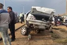 مرگ سه نفر در تصادف/ پراید از وسط دونیم شد