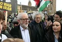 حضور جرمی کوربین در تجمع معترضان ضد جنگ در لندن