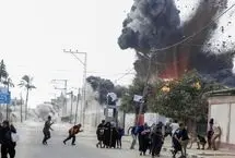 ببینید؛ لحظه اصابت موشک اسرائیل به ساختمانی در دیرالبلح