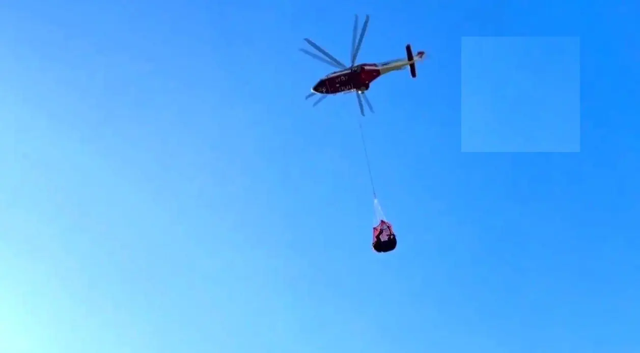 ببینید؛ نجات اسب گرفتار در گل و لای با هلیکوپتر