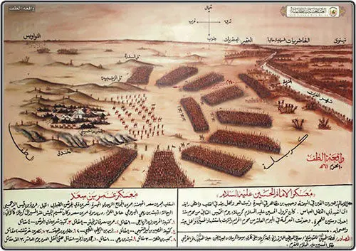 (تصویر) آرایش یاران امام حسین(ع) و سپاه یزید