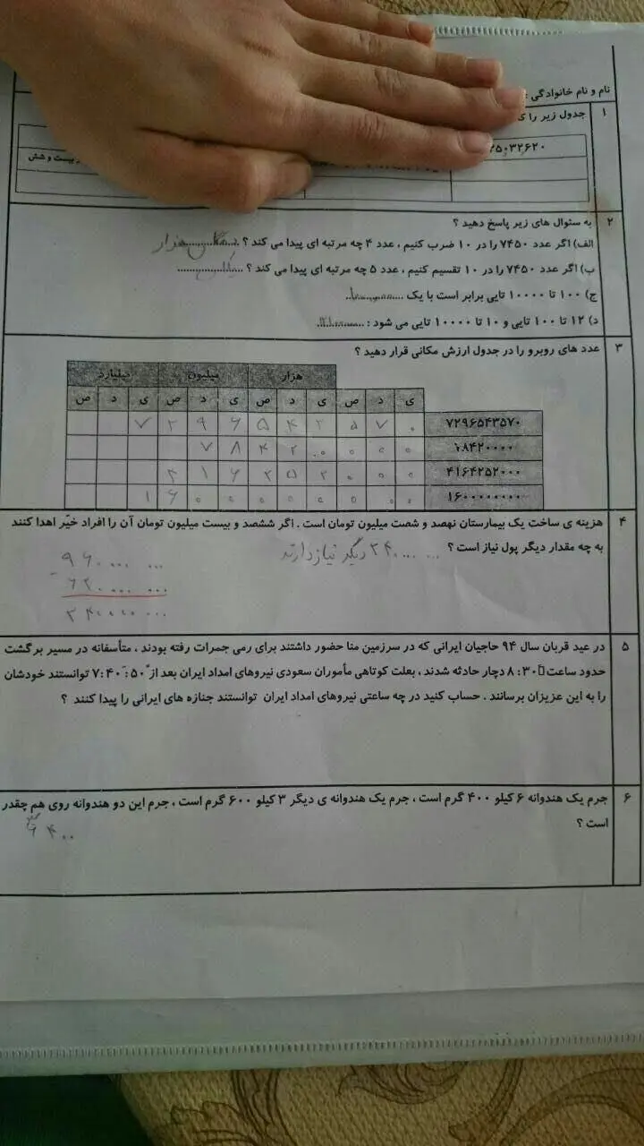 "فاجعه منا" دستمایه طرح سوال ریاضی!
