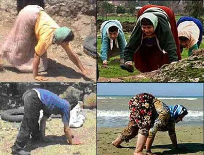 عکس> خانواده‌ای که چهار دست و پا راه می‌روند!