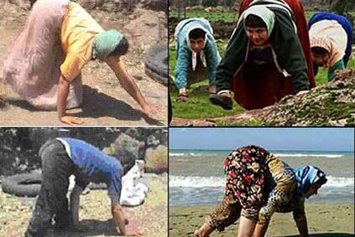عکس> خانوادهای که چهار دست و پا راه میروند!