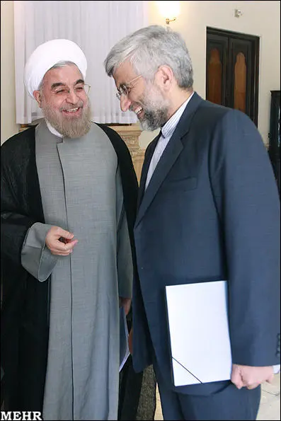 (تصویر) خوش و بش حسن روحانی و سعید جلیلی