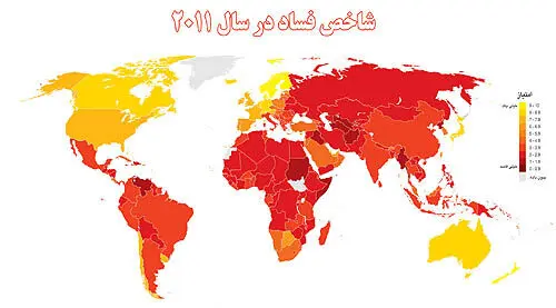 شاخص فساد اقتصادی در نقاط مختلف جهان