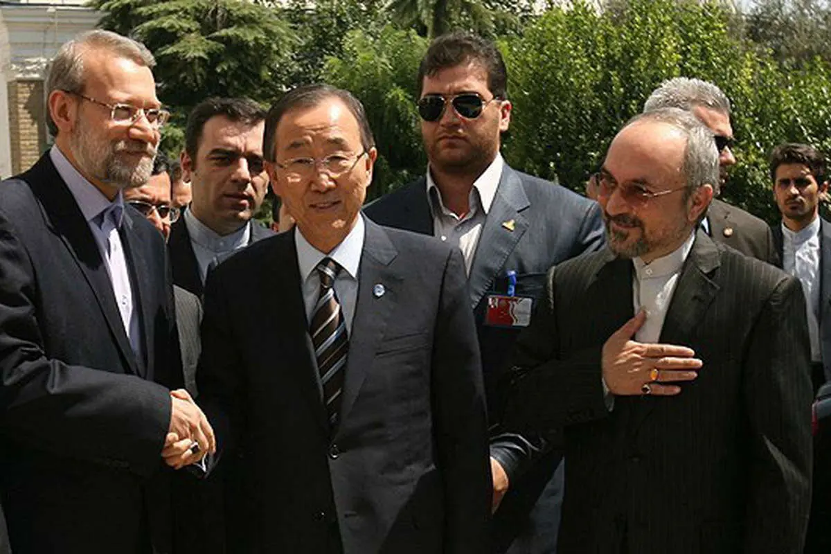 (تصاویر) دیدار بان کی مون با علی لاریجانی