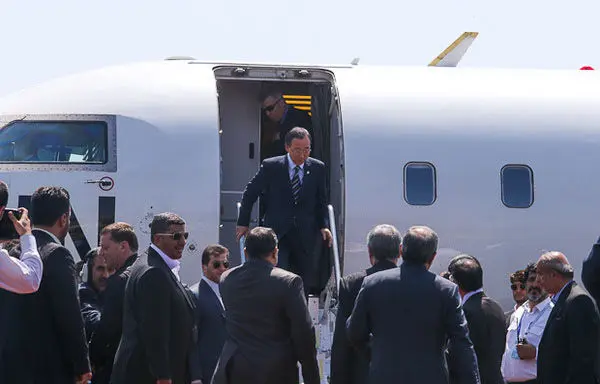 (تصاویر) "بان‌کی‌مون" وارد تهران شد