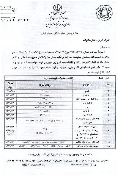 لیست ممنوعیت صادراتی آب رفت!