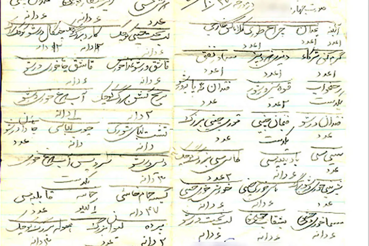 تصویر جالب یک صورت جهیزیه در سال 1354