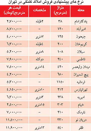 قیمت ملک کلنگی در تهران
