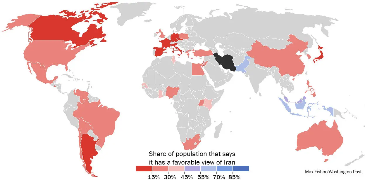 میزان محبوبیت ایران در 39 کشور جهان!