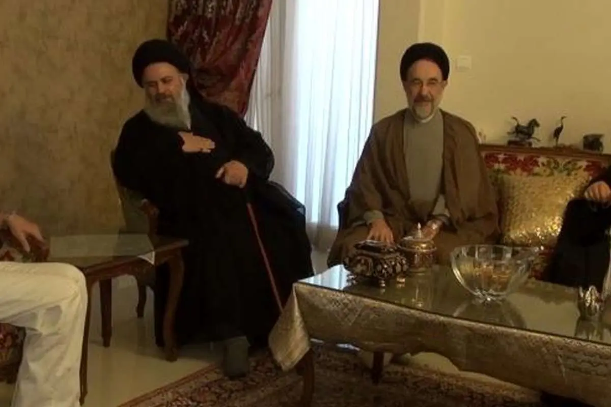 (تصویر)خاتمی و سید حسن خمینی در منزل عارف