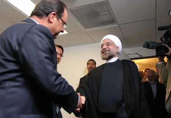 (تصاویر) دیدار روحانی با اولاند و فیشر