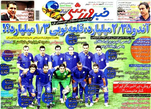 (تصاویر) واكنش روزنامه‌ها به مبلغ قرارداد آندو