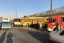 تصاویر جدید از تصادف ۲ اتوبوس جاده مخصوص کرج
