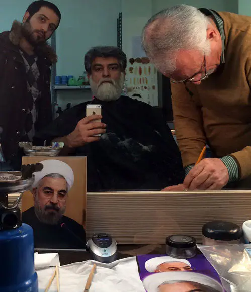 (تصاویر) گریم یک بازیگر برای نقش «حسن روحانی»