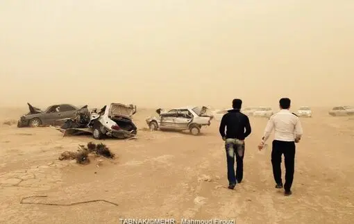 (تصاویر) گرد و غبار اهواز تصادف مرگبار آفرید