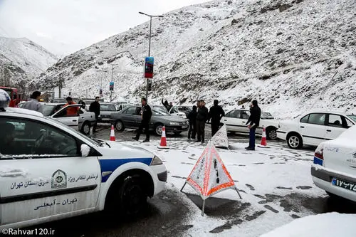 (تصاویر) بارش شدید برف و مسدود شدن هراز