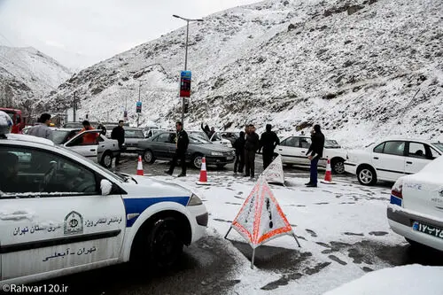 (تصاویر) بارش شدید برف و مسدود شدن هراز