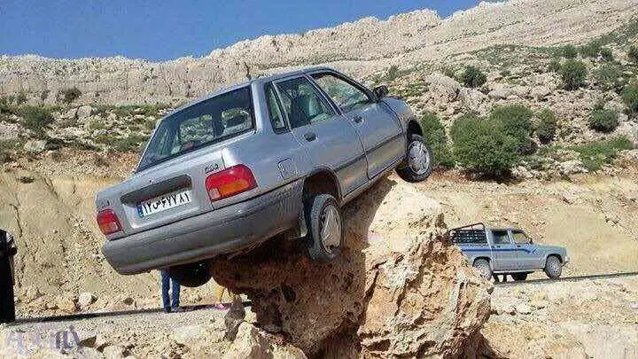 (تصویر) پرواز ناموفق پراید در جاده!