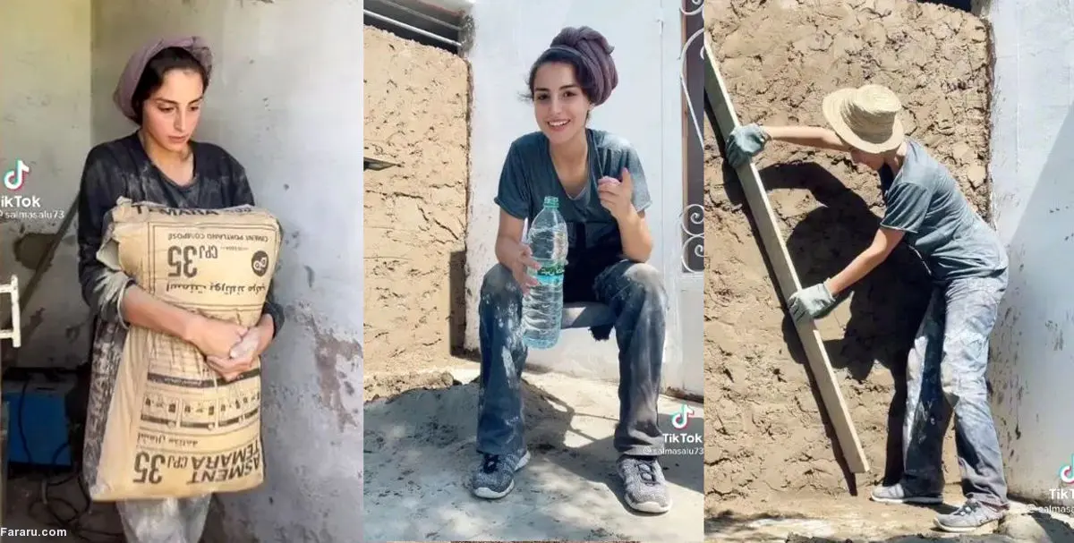 (ویدئو) دختر کارگر ساختمانی محبوب شبکه‌های اجتماعی