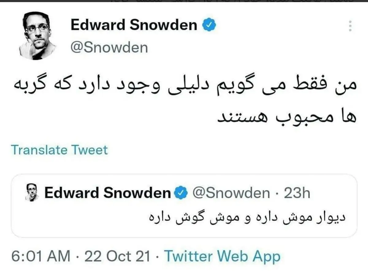توییت‌های فارسی «ادوارد اسنودن» خبرساز شد